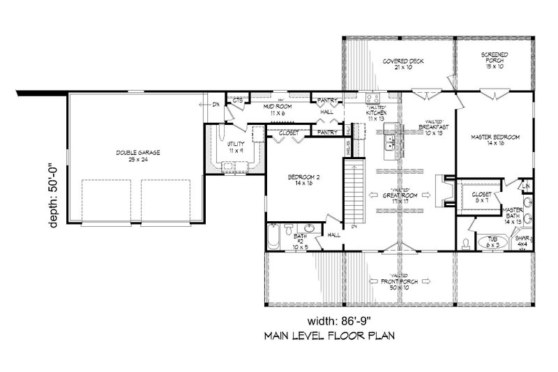 Architectural House Design - Floor Plan - Main Floor for Country House Plan #932-36 - 2 bed, 2 bath