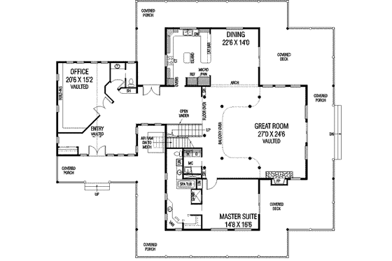 Floor Plan - Main Floor for Modern House Plan #60-601 - 3 bed, 3.5 bath