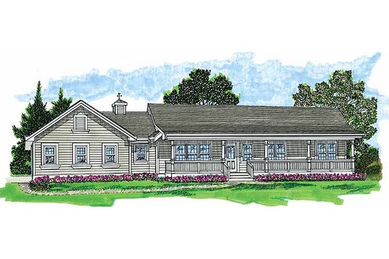 Country Style House Plan - 3 Beds 2 Baths 1652 Sq/Ft Plan #47-423