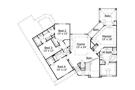 Floor Plan - Upper Floor for European House Plan #411-705 - 4 bed, 3.5 bath