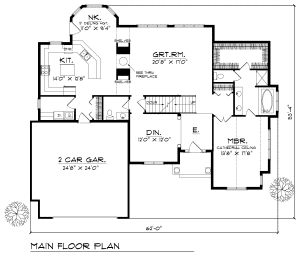Home Plan - Traditional Floor Plan - Main Floor Plan #70-409