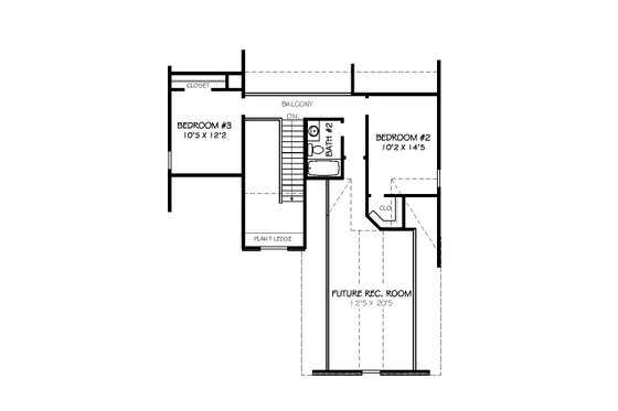 Floor Plan - Upper Floor for European House Plan #424-205 - 3 bed, 2.5 bath