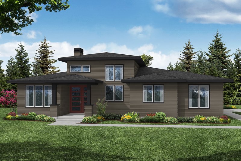 House Plan Design - Prairie Exterior - Front Elevation Plan #124-1344