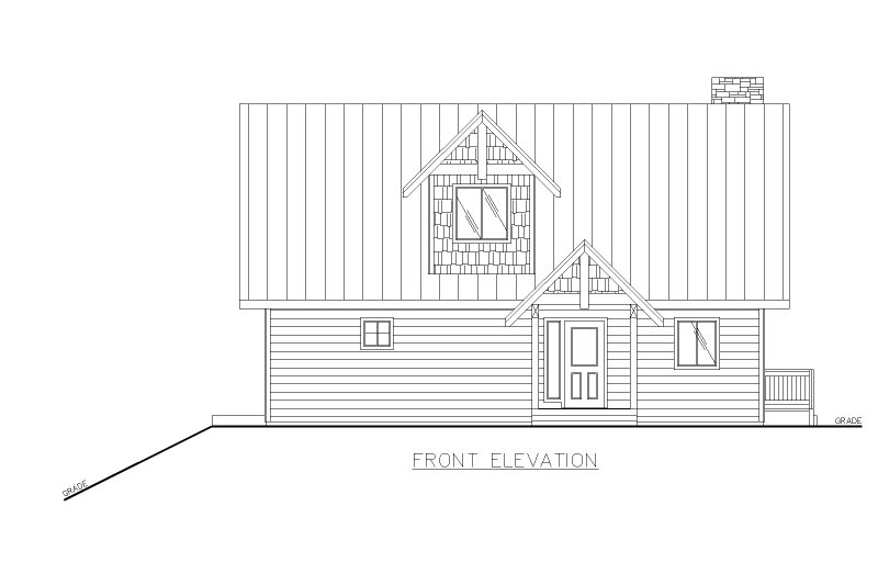 House Design - Exterior - Front Elevation 3 for Farmhouse House Plan #117-1013 - 2 bed, 2 bath