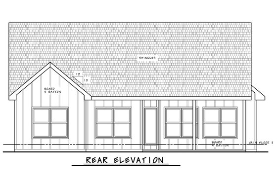 Exterior - Rear Elevation for Craftsman House Plan #20-2543 - 3 bed, 2 bath
