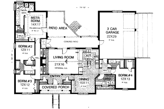 Floor Plan - Main Floor for European House Plan #310-205 - 4 bed, 3 bath