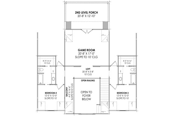Floor Plan - Upper Floor for Colonial House Plan #1096-9 - 4 bed, 4.5 bath