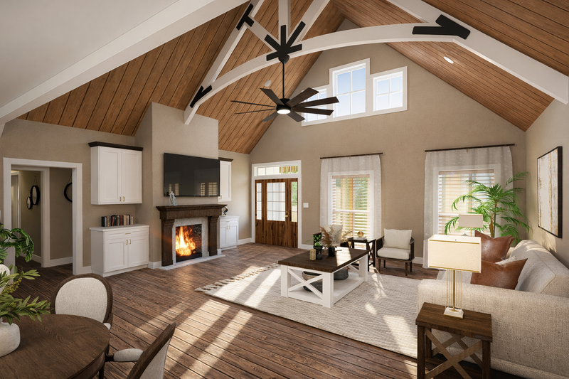 Dream House Plan - Interior - Family Room for Farmhouse House Plan #44-311 - 3 bed, 2 bath