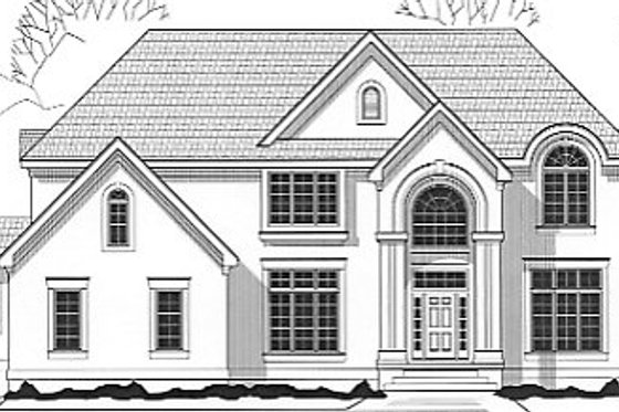 Exterior - Front Elevation for European House Plan #67-623 - 4 bed, 4.5 bath