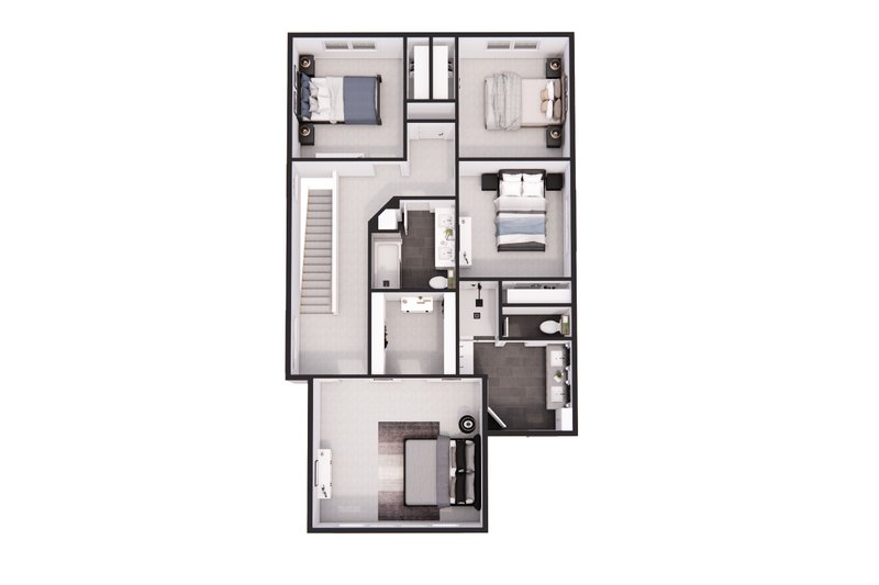 House Design - Floor Plan - Upper Floor 1 for Farmhouse House Plan #51-1518 - 4 bed, 2.5 bath