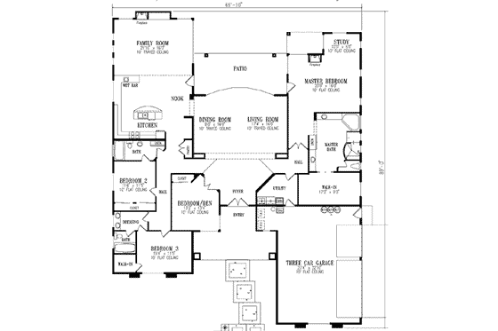 Floor Plan - Main Floor for Adobe / Southwestern House Plan #1-837 - 4 bed, 3 bath