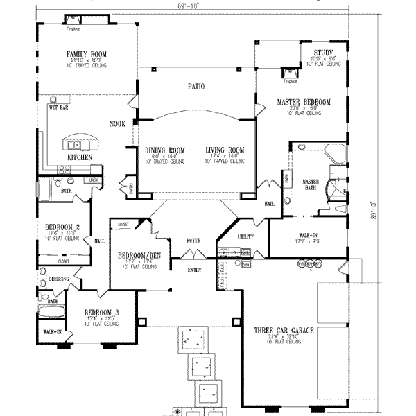 Architectural House Design - Adobe / Southwestern Floor Plan - Main Floor Plan #1-837