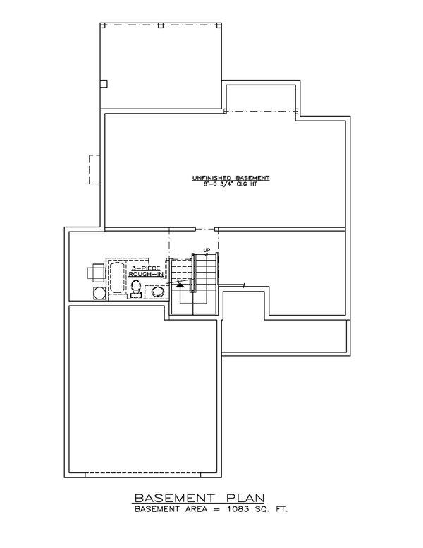 House Blueprint - Floor Plan - Lower Floor for Country House Plan #1100-179 - 3 bed, 2.5 bath