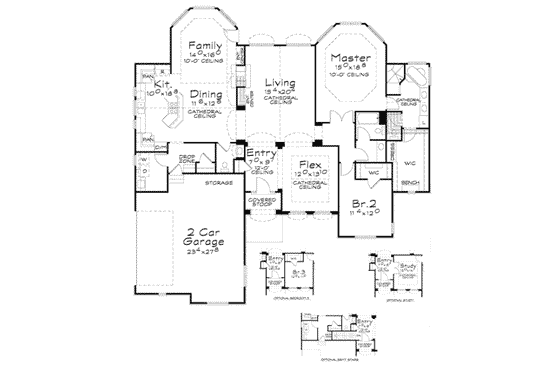Floor Plan - Main Floor for European House Plan #20-1844 - 2 bed, 3 bath