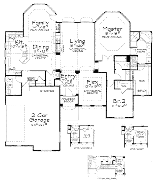 Home Plan - Floor Plan - Main Floor for European House Plan #20-1844 - 2 bed, 3 bath
