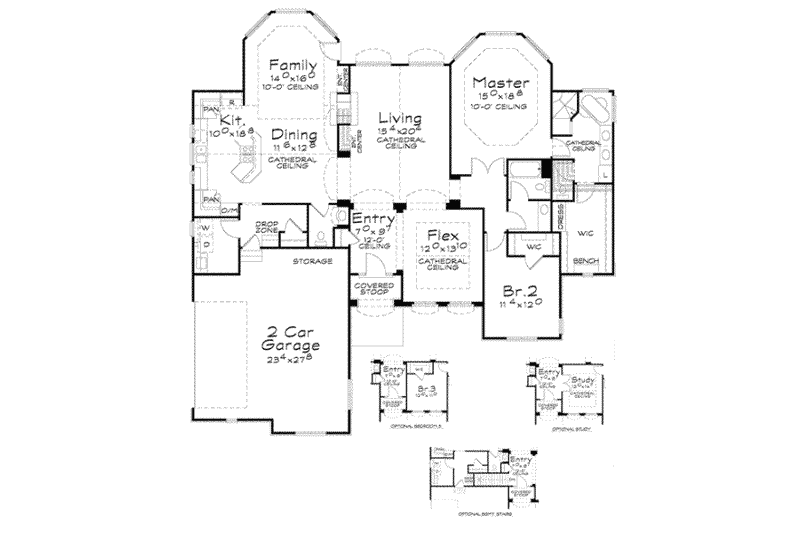 Home Plan - Floor Plan - Main Floor for European House Plan #20-1844 - 2 bed, 3 bath