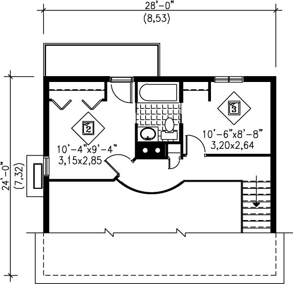 Contemporary Floor Plan - Upper Floor Plan #25-2299