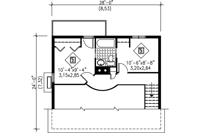 Dream House Plan - Floor Plan - Upper Floor for Contemporary House Plan #25-2299 - 3 bed, 2 bath