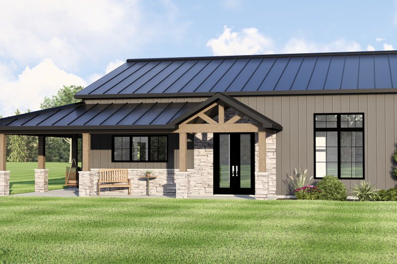 House Blueprint - Barndominium Exterior - Front Elevation Plan #1064-402