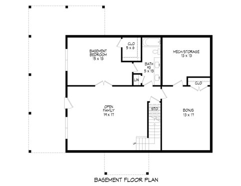 Floor Plan - Lower Floor for Farmhouse House Plan #932-387 - 4 bed, 3.5 bath