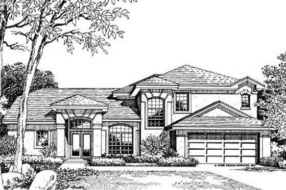 Exterior - Front Elevation for European House Plan #417-261 - 4 bed, 2.5 bath