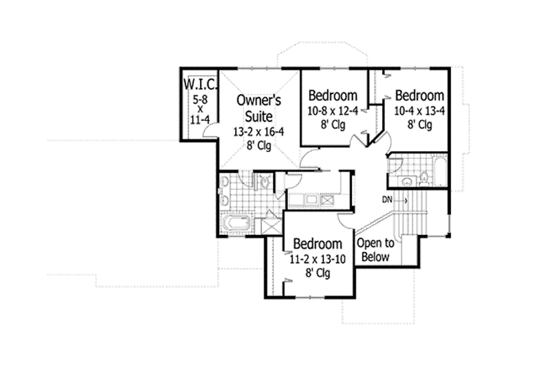 Home Plan - Floor Plan - Upper Floor for Traditional House Plan #51-1055 - 4 bed, 3 bath