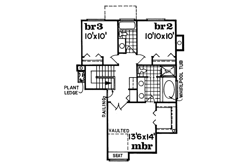 Dream House Plan - Floor Plan - Upper Floor for Mediterranean House Plan #47-766 - 3 bed, 3 bath