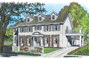 House Blueprint - Colonial Exterior - Front Elevation Plan #1016-100