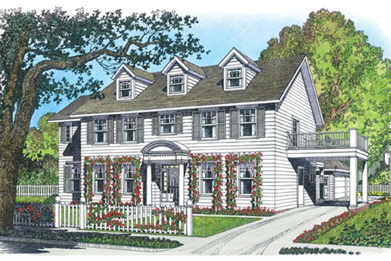 Architectural House Design - Colonial Exterior - Front Elevation Plan #1016-100