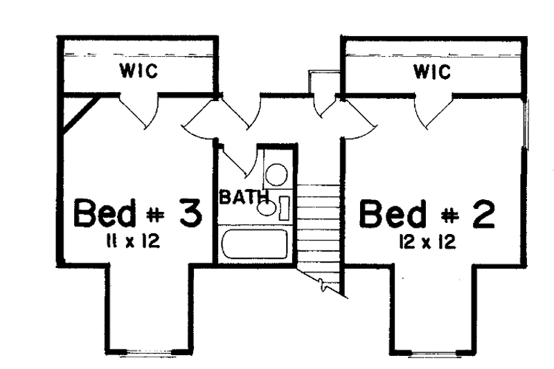 Architectural House Design - Floor Plan - Upper Floor for Colonial House Plan #52-238 - 3 bed, 2.5 bath