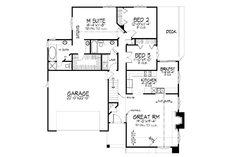 Home Plan - Floor Plan - Main Floor for Ranch House Plan #320-720 - 3 bed, 2 bath