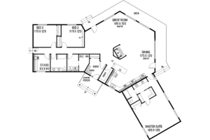 Floor Plan - Main Floor for Traditional House Plan #60-530 - 3 bed, 2 bath