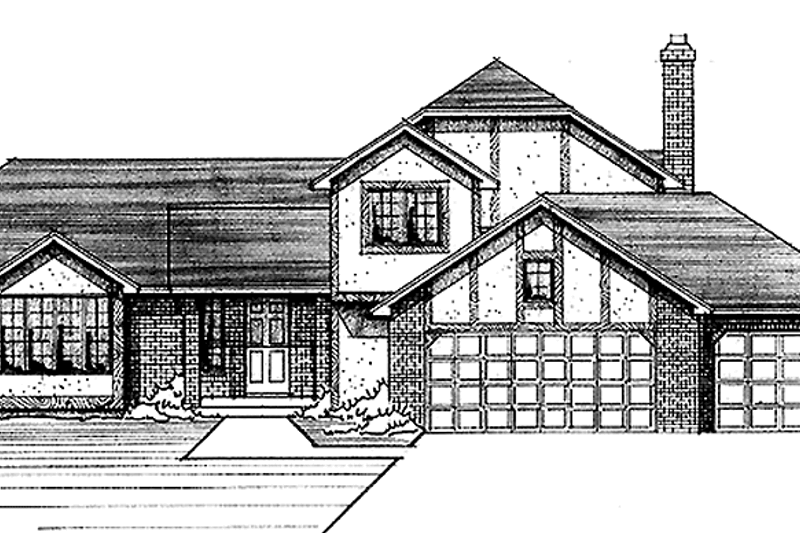 Architectural House Design - Tudor Exterior - Front Elevation Plan #51-728
