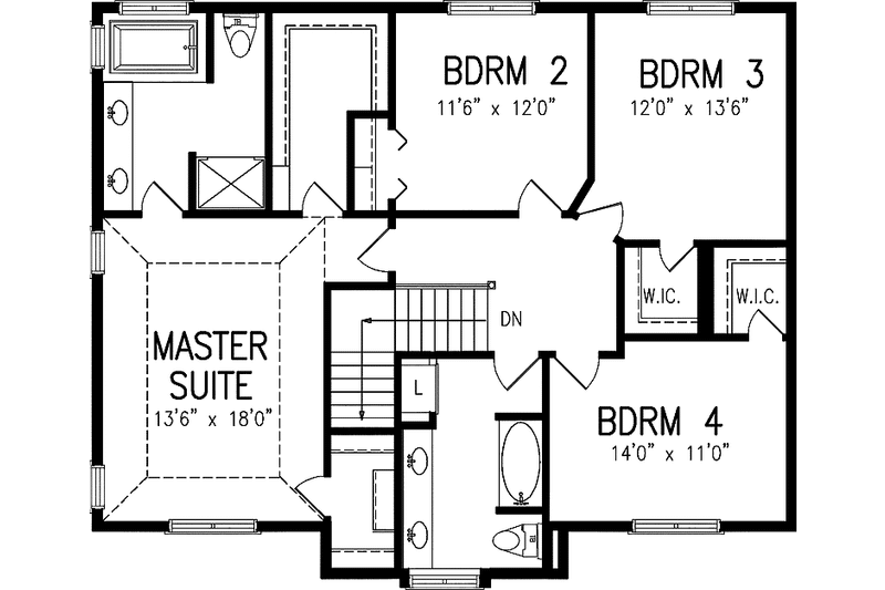 Dream House Plan - Floor Plan - Upper Floor for Country House Plan #320-987 - 4 bed, 2.5 bath