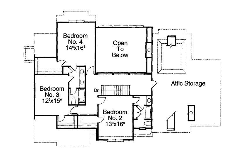 Dream House Plan - Floor Plan - Upper Floor for Country House Plan #429-180 - 4 bed, 3.5 bath