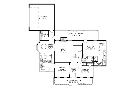 Floor Plan - Main Floor for Country House Plan #17-2834 - 3 bed, 2.5 bath