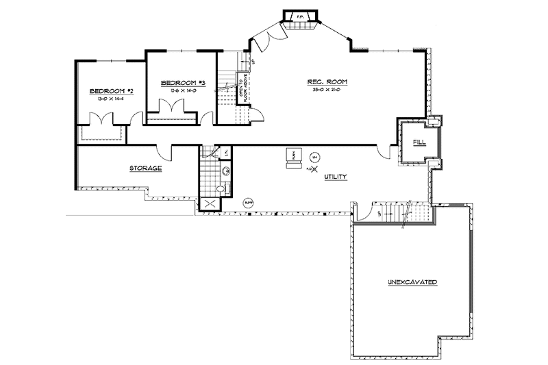 Home Plan - Floor Plan - Upper Floor for Ranch House Plan #51-673 - 3 bed, 2.5 bath