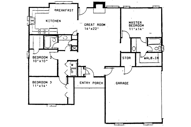 Architectural House Design - Floor Plan - Main Floor for Colonial House Plan #30-327 - 3 bed, 2 bath