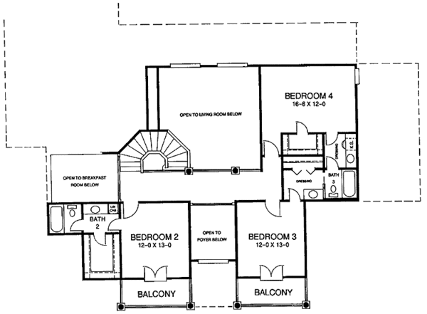 Architectural House Design - Classical Floor Plan - Upper Floor Plan #952-72