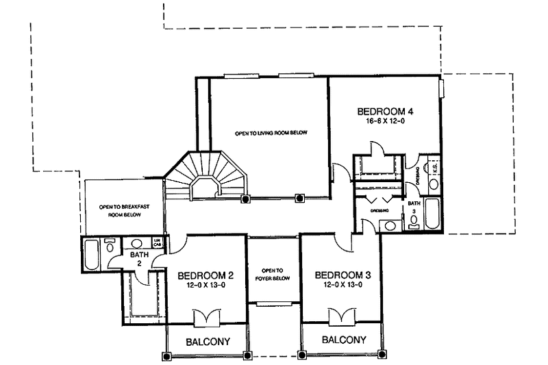 Architectural House Design - Floor Plan - Upper Floor for Classical House Plan #952-72 - 4 bed, 3.5 bath