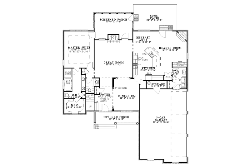 Home Plan - Floor Plan - Main Floor for Country House Plan #17-2806 - 3 bed, 2.5 bath