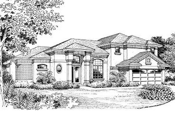 Exterior - Front Elevation for European House Plan #417-173 - 3 bed, 2.5 bath