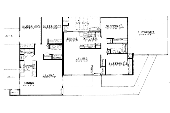 Floor Plan - Main Floor for Modern House Plan #303-145 - 2 bed, 1 bath