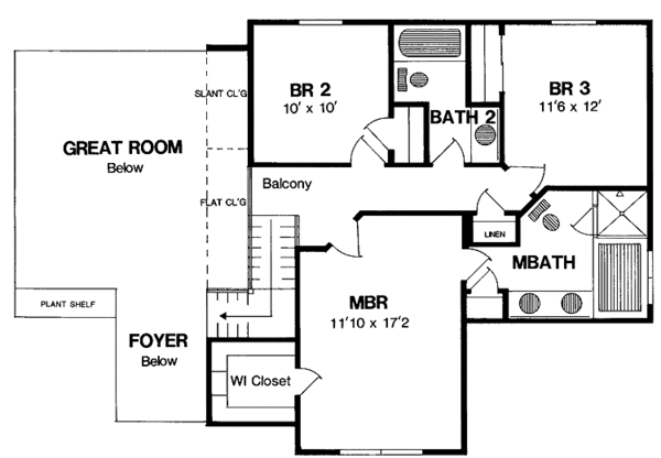 Home Plan - Country Floor Plan - Upper Floor Plan #316-155