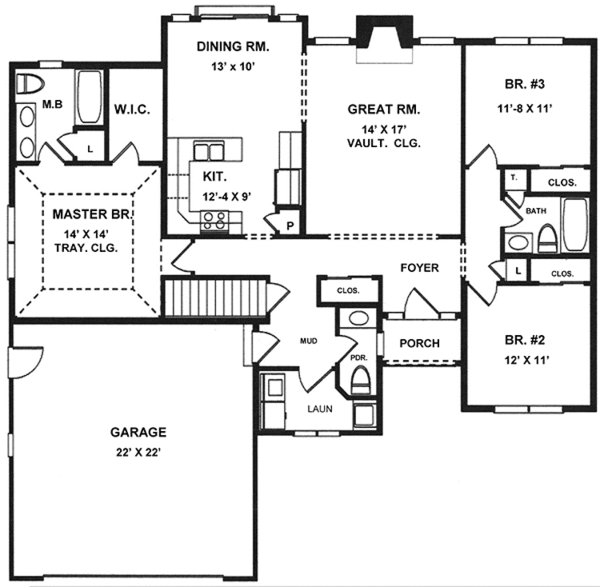 Dream House Plan - Ranch Floor Plan - Main Floor Plan #1001-46