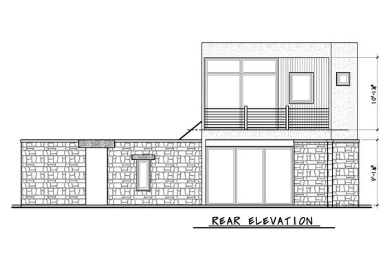 Exterior - Rear Elevation for Modern House Plan #20-2540 - 1 bed, 1.5 bath
