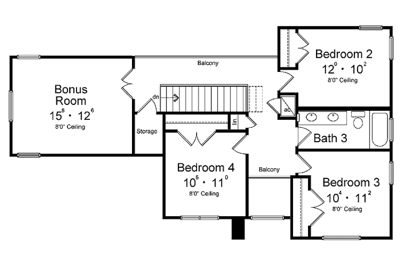 Architectural House Design - Floor Plan - Upper Floor for Contemporary House Plan #1015-50 - 4 bed, 3 bath