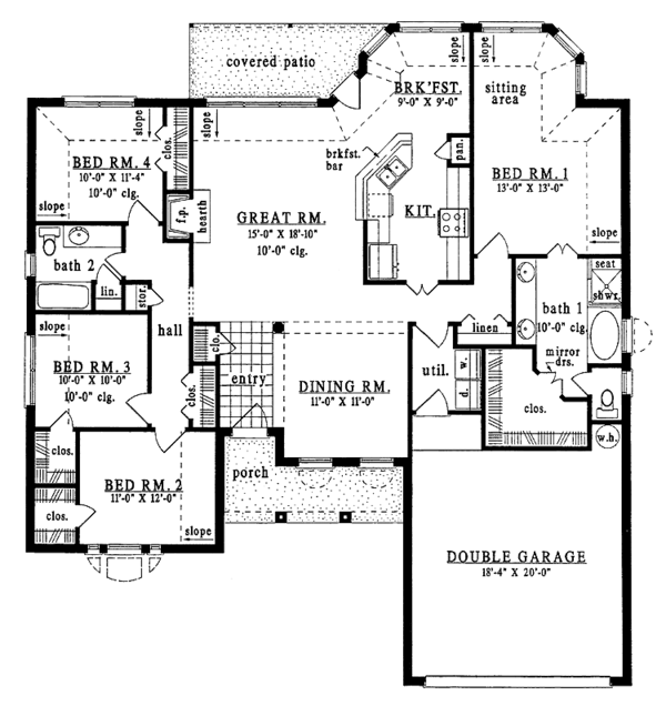 Architectural House Design - Country Floor Plan - Main Floor Plan #42-536