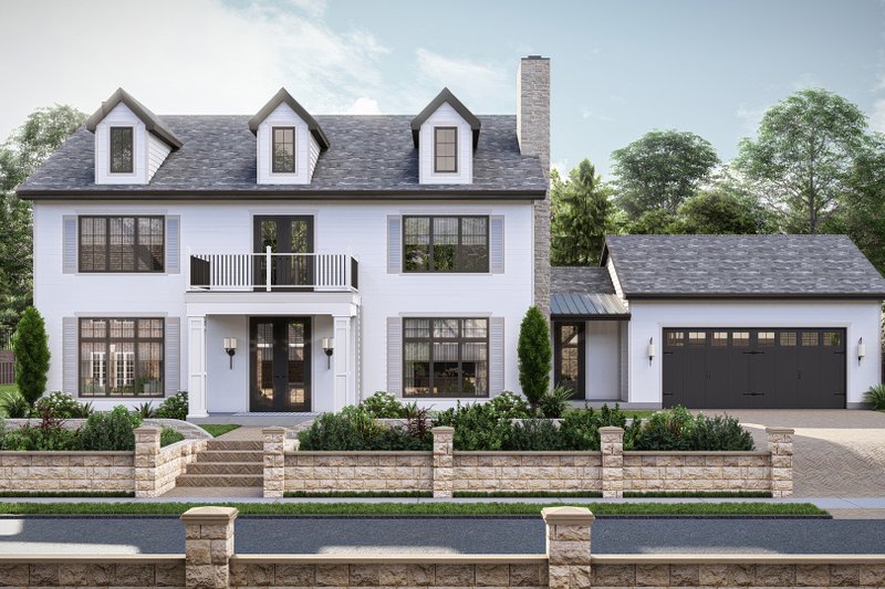 House Blueprint - Colonial Exterior - Front Elevation Plan #455-467