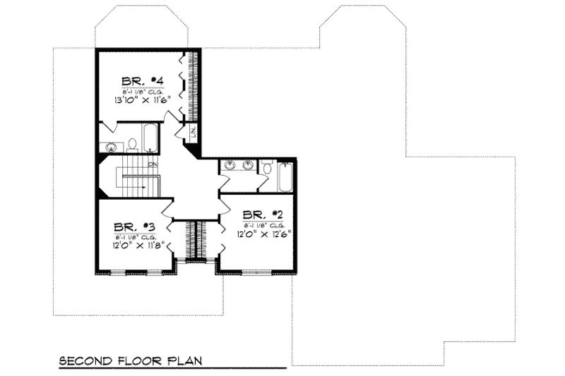 Home Plan - Floor Plan - Upper Floor for Country House Plan #70-470 - 4 bed, 3.5 bath